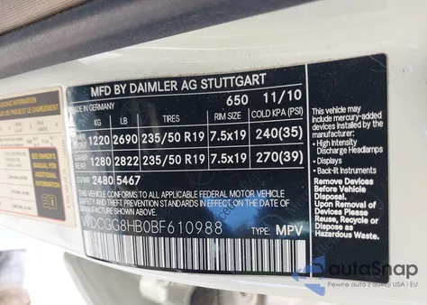 2011 Mercedes-Benz Glk 350 4Matic из США, поврежденный, VIN WDCGG8HB0BF610988